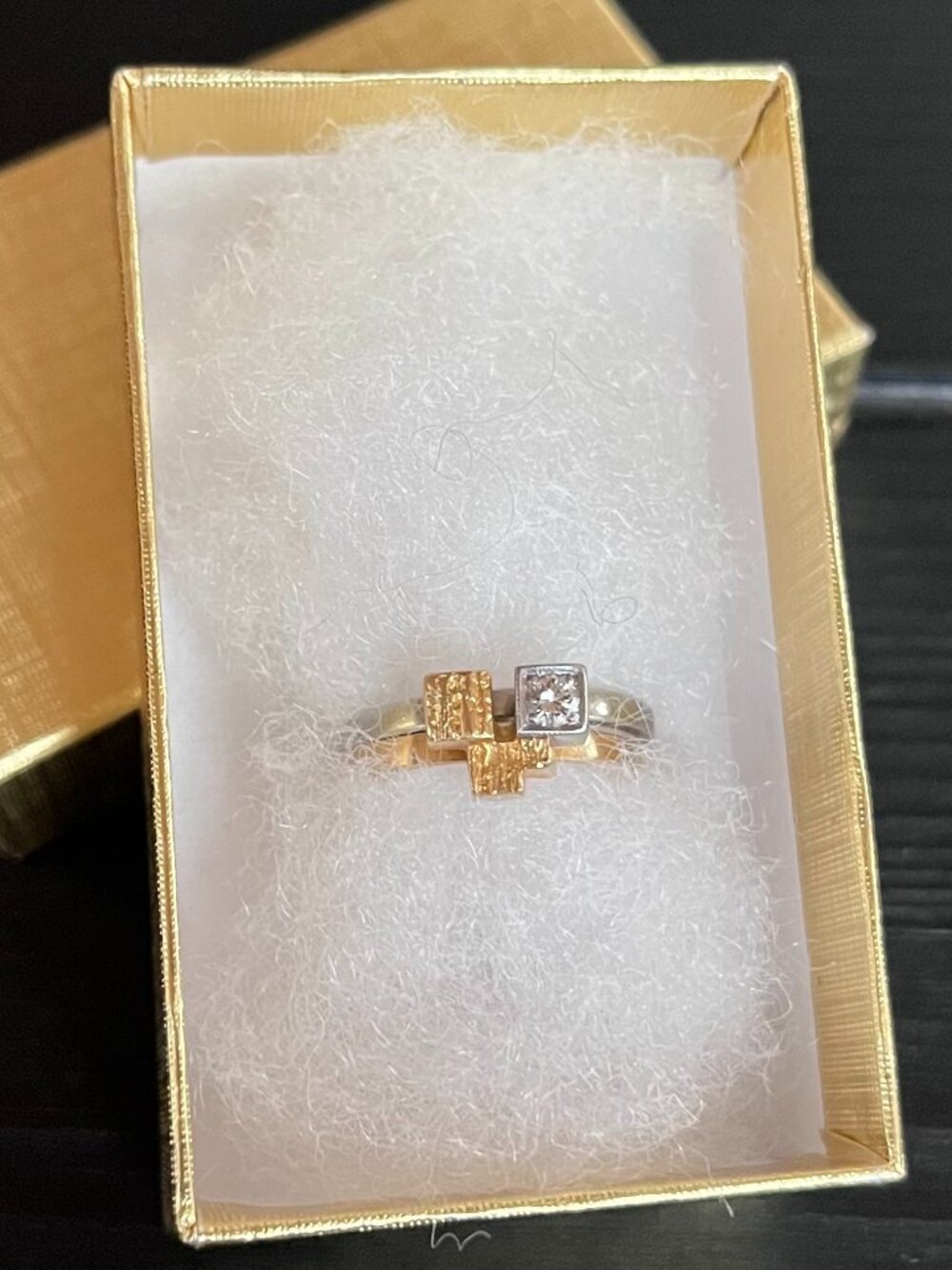 Vintage Lapponia "Tower" Ring - 18 karat yellow/plat gold with white gold band